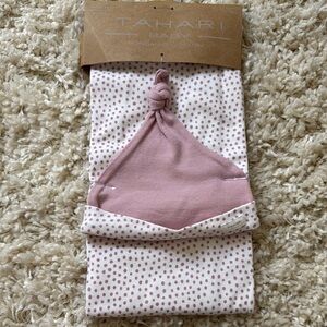 Stroller Blanket Pink Polka Dot Blanket and Hat Set